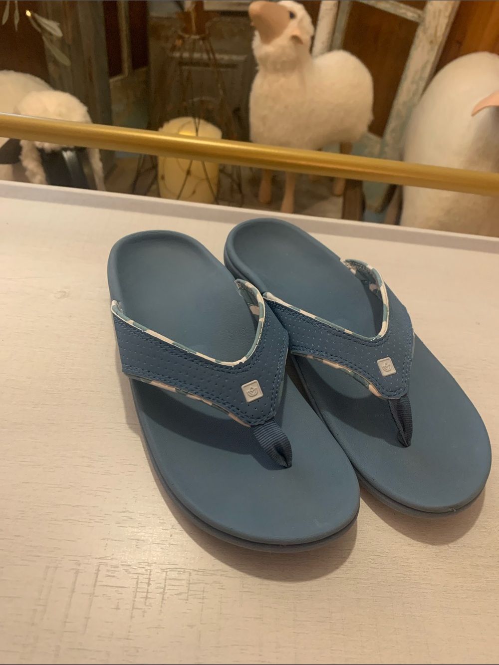 Women's Blue Comfort Thong Sandals with Cushioned Footbed